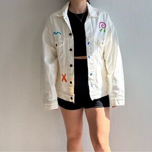 Vintage White Sun Face Denim Jacket